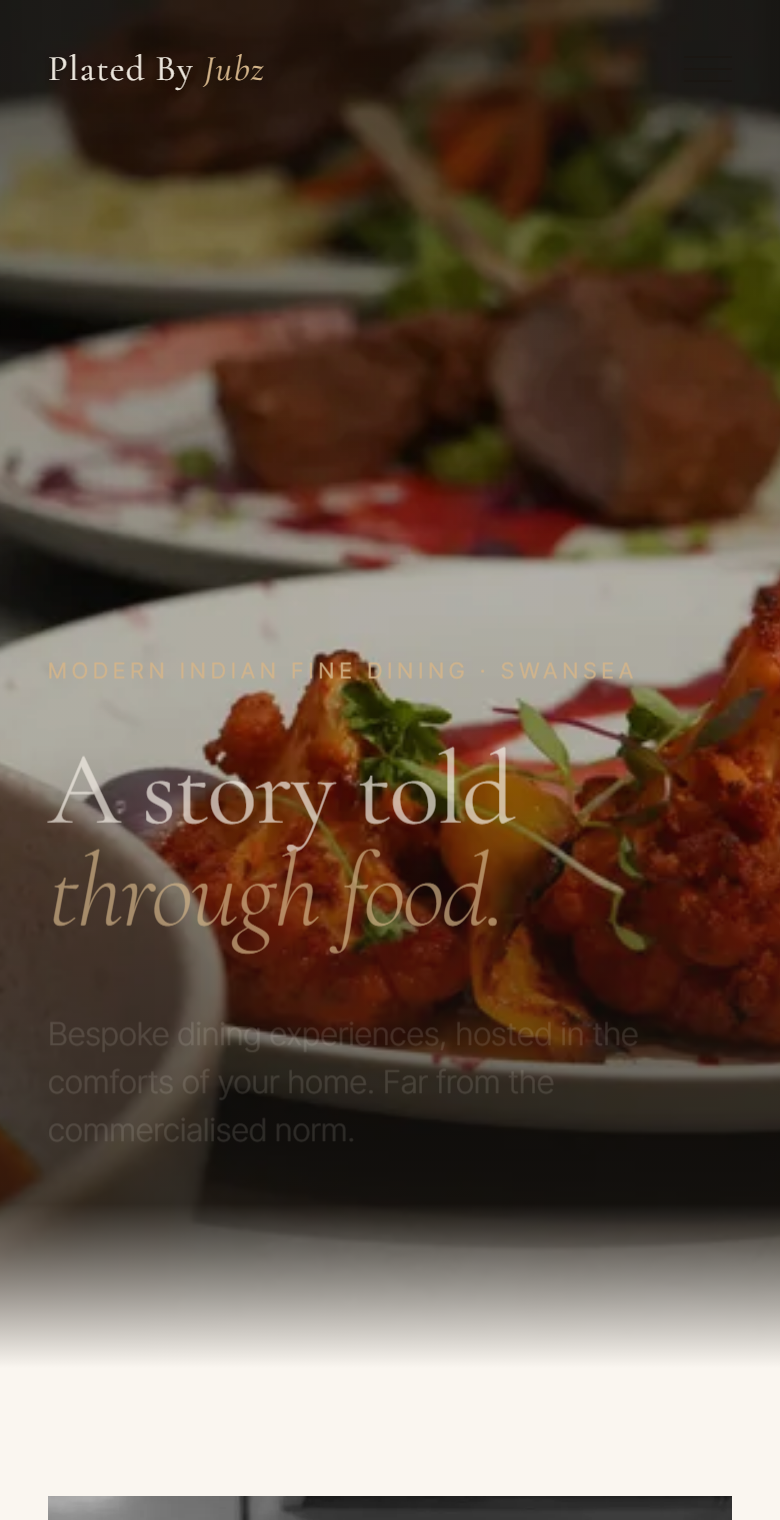 The Plated By Jubz site on a phone
